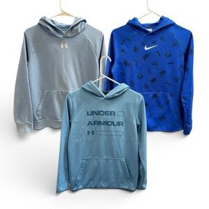 Under Armour Kids' Blue & Nike Blue Hooded Sweatshirts Trio